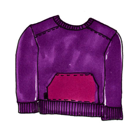 purple hoodie with pockets drawn with markersの写真素材