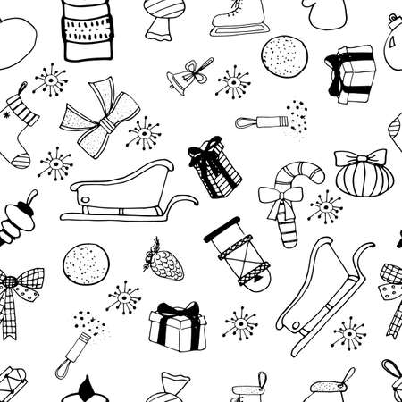 seamless black and white vector pattern new yearのイラスト素材