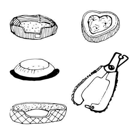 vector set of dog seat cushion couchesのイラスト素材