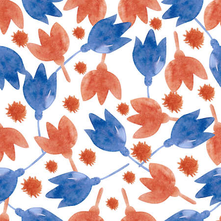 Seamless pattern with spring flowers and leavesの写真素材