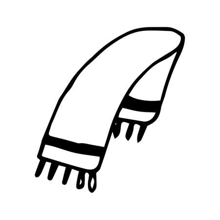 Vector single element knitted scarf BW silhouetteのイラスト素材