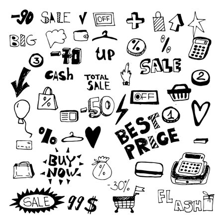Vector set of sales and discounts of stores.のイラスト素材
