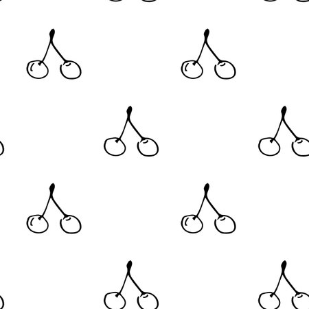 Vector seamless pattern of cherry berry twigs.のイラスト素材