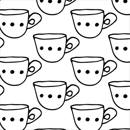 Vector seamless pattern of a glass and saucerのイラスト素材