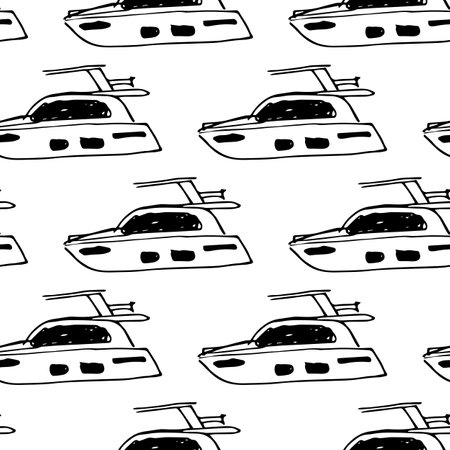 Seamless vector fun pattern of steamboats yachtsのイラスト素材