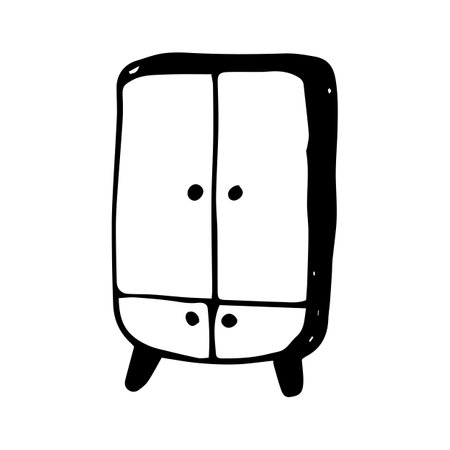Vector illustration of a black and white cabinet.のイラスト素材