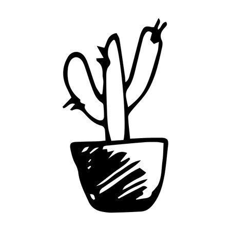 Vector illustration black and white flower pot.のイラスト素材