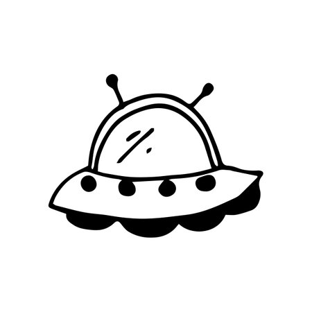 drawing of a flying saucer on a white background.のイラスト素材