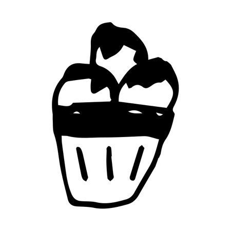 illustration of a cream bowl with ice creamのイラスト素材