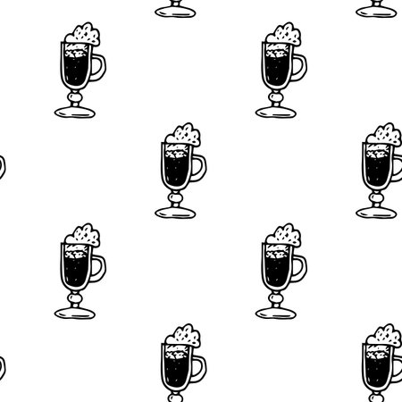 Seamless vector pattern glass cup frappe coffee.のイラスト素材
