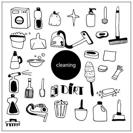 Vector set of cleaning and cleanliness elements.のイラスト素材