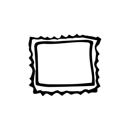 Vector image doodle illustration of postage stamp for letter on white background. Philately. Mail. Delivery of newspapers and magazines.のイラスト素材