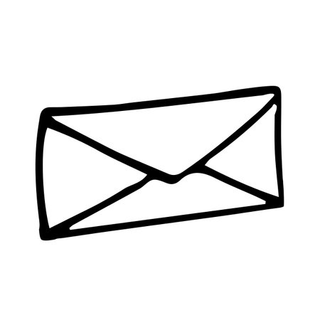 Vector element doodle postal envelope on white background. Correspondence delivery, postman work, communication, messages.のイラスト素材