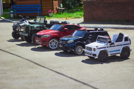 Photo of cars in park for small children.の写真素材