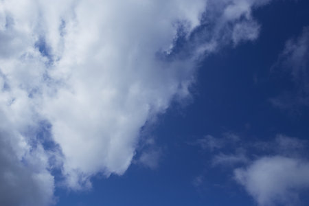 a photo of a calm blue sky with white clouds.