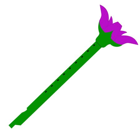 purple flower reedpipe flute made of flower, leaves with a isolated on white background in vector. Concepts: music, floral, bloom, springのイラスト素材