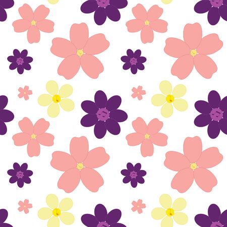 Seamless pattern with abstract flowers with notes in the middle.の写真素材