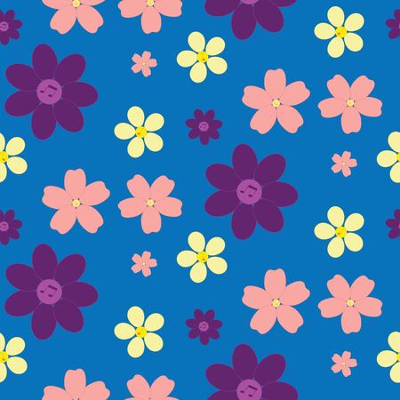 Seamless pattern with abstract flowers with notes in the middle.の写真素材