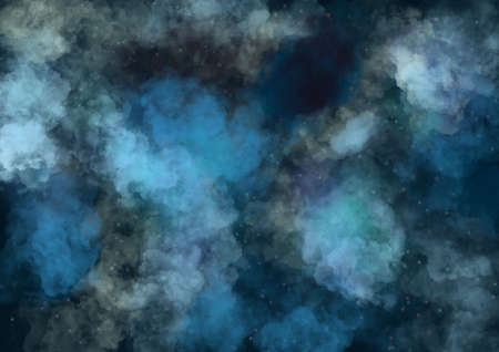 Abstract star universe cloudy background. The night with nebula in the infinity space. Starry night with shiny stars illustration. Shades of blueの写真素材