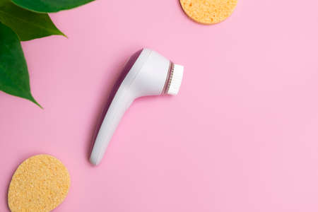 Facial cleansing brush with face spongesの写真素材