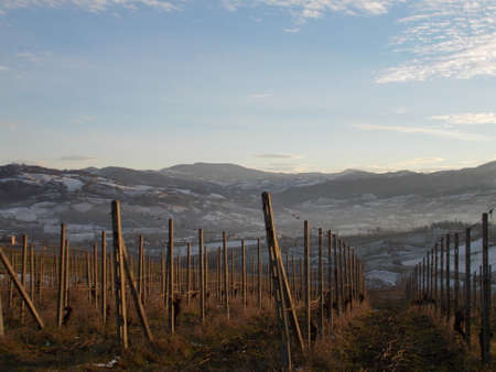 Italian mountains covered by snowの写真素材