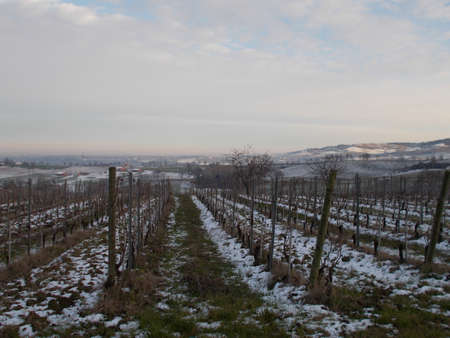 Italian hills with snowの写真素材