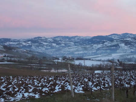 Italian mountains with snowの写真素材