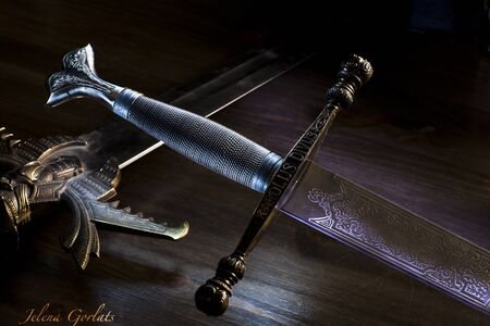 metall sword with different lights