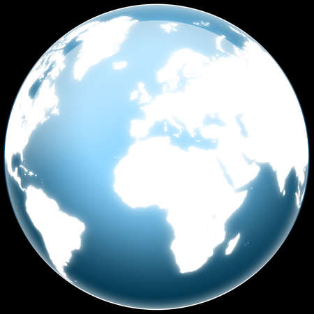 stylised illustration of blue and white glossy globeの写真素材