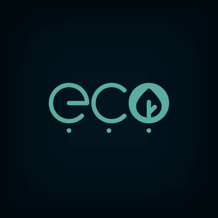 Eco. Vector design template. Soft color. Line art with leafのイラスト素材