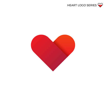 Vector red bright logo of flat heart. Valentine dayのイラスト素材