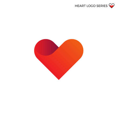 Vector concept logo of red flat heart. Valentine day heartのイラスト素材