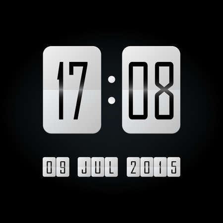 White flipping clock with date on black backgroundのイラスト素材