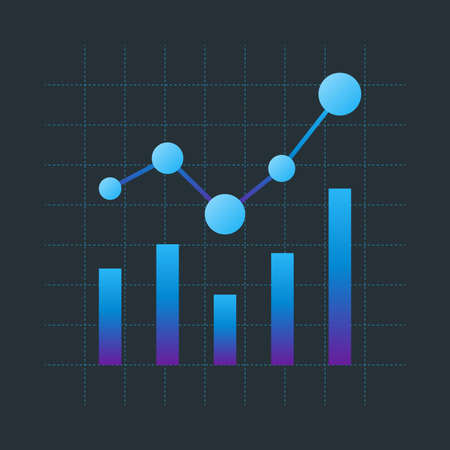 Simple illustration of increasing graph with gridのイラスト素材