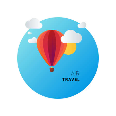 Air travel and tourism concept. image of balloon in the skyのイラスト素材