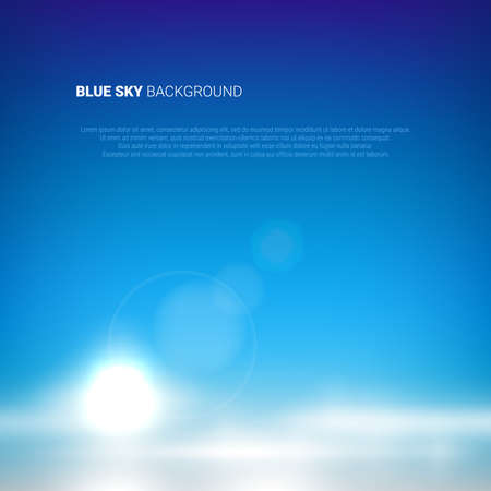 background of blue sky with sun and clouds with place for your textのイラスト素材