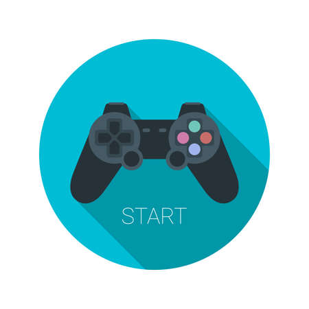 Flat joystick icon with long shadow illustration. Gaming conceptのイラスト素材