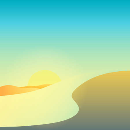 Beautiful desert landscape with rising sun illustrationのイラスト素材