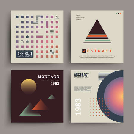 Retro abstract minimalistic poster with muted colorsのイラスト素材