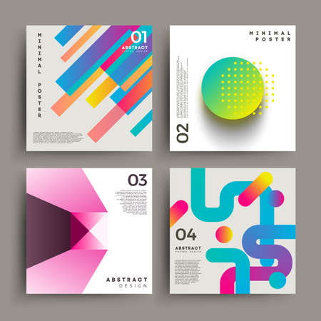 Bright geometric posters. design template for placards and brochureのイラスト素材