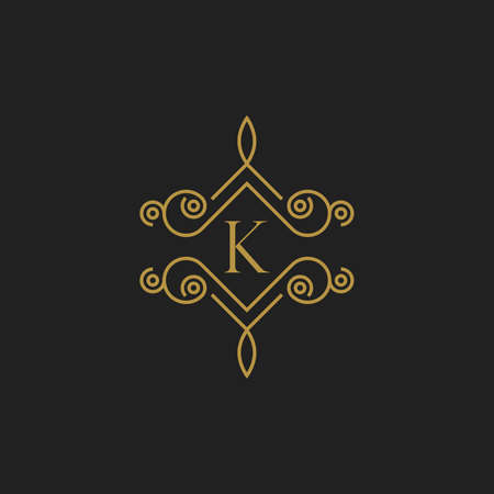 Simple and graceful monogram design template, Elegant lineart designのイラスト素材