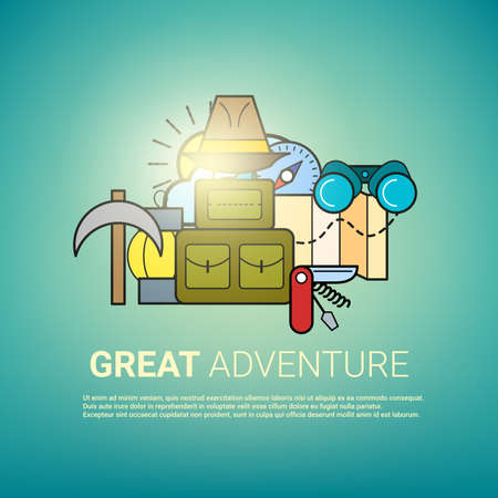 Travel outline badge. Great Adventure illustrationのイラスト素材