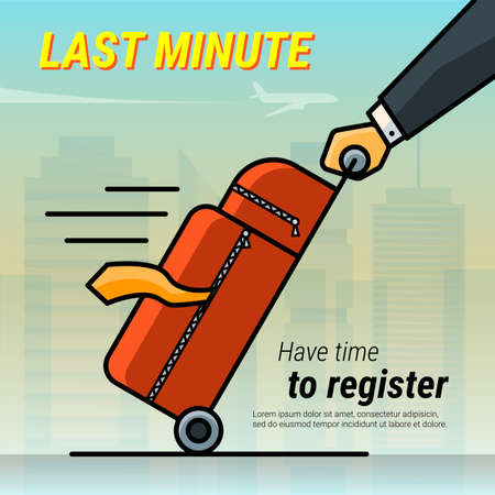 Last minute ticket. Hot travel. outline cartoon illustrationのイラスト素材