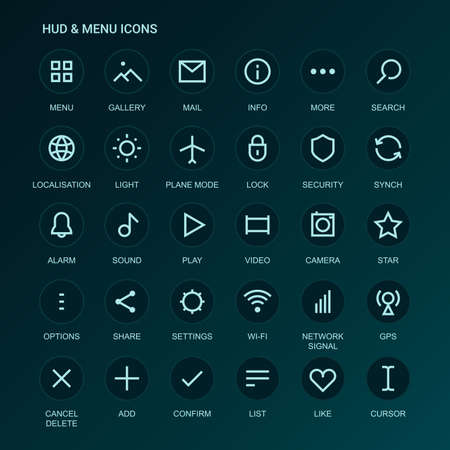 Web Interface icons. Menu icons. mono line-weight icons. Interface design. Fully editable. Infinitely scalableのイラスト素材