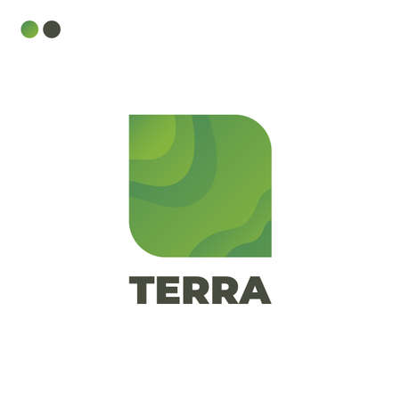 Terrain green square logo. Vector ground logotypeのイラスト素材