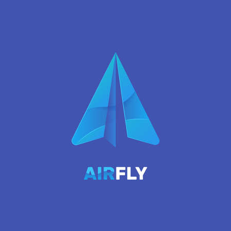 Gradient vector logotype of paper plane. Sliced stylish logo for messenger or delivery servicesのイラスト素材