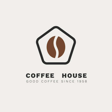 A minimal Outline vector illustration logo for coffee shop with coffee bean and stylized houseのイラスト素材