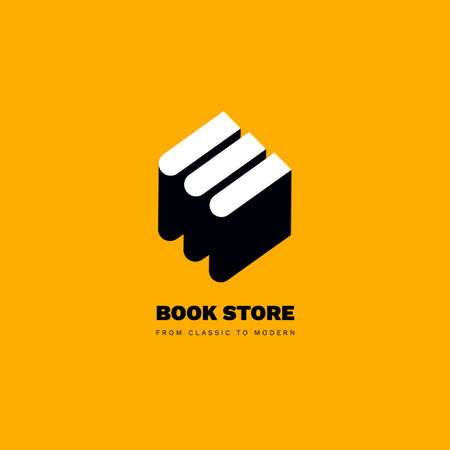 Simple minimalistic logotype of books. Book store logoのイラスト素材