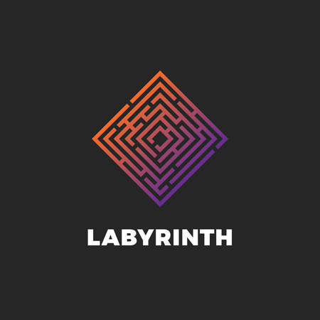 Color gradient logo of labyrinth. Vector logotypeのイラスト素材