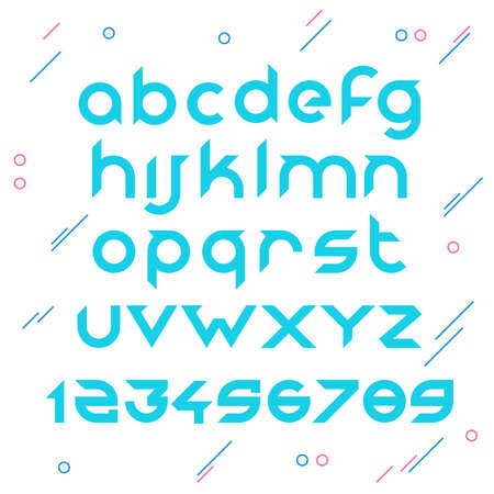 Sans serif monoline vector font with cut edgesのイラスト素材